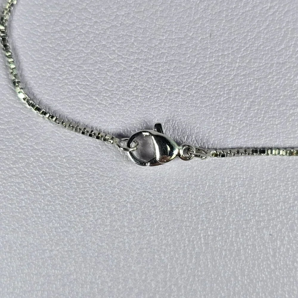 Elegant Silver-Plated Synthetic Ruby Pendant‎ Necklace (NWOT)